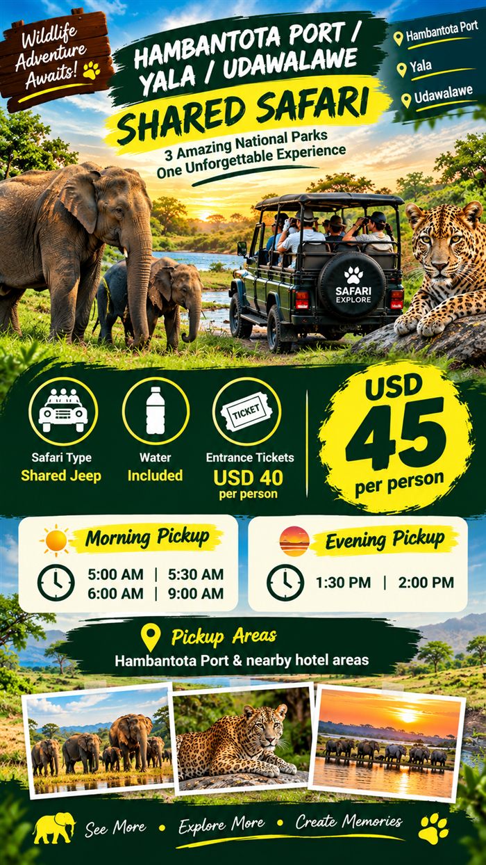 Safari tour option for visitors arriving at Hambantota Port
