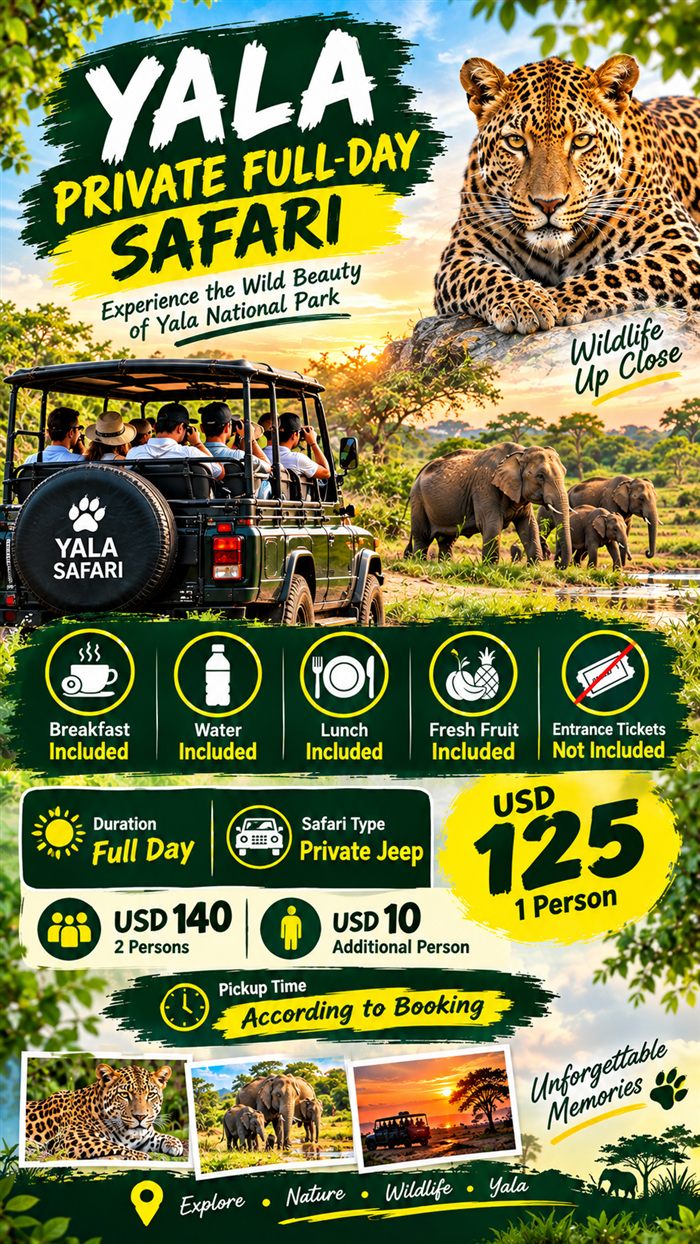 Private 4x4 jeep ready for a full-day Yala safari
